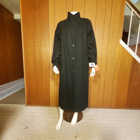 NWT Giorgio Parnucci Vintage Black Wool Trench Coat Women's Size 16 - Picture 6 of 9